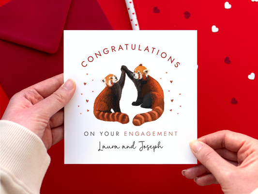 Personalised Red Panda Engagement Card