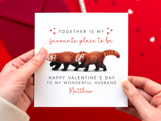 Personalised Red Panda Valentine's Day Card