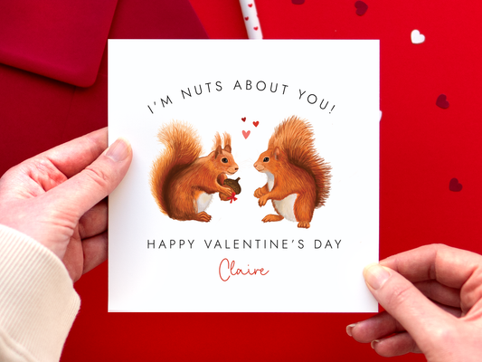 Personalised Red Squirrels Valentine's Day Card