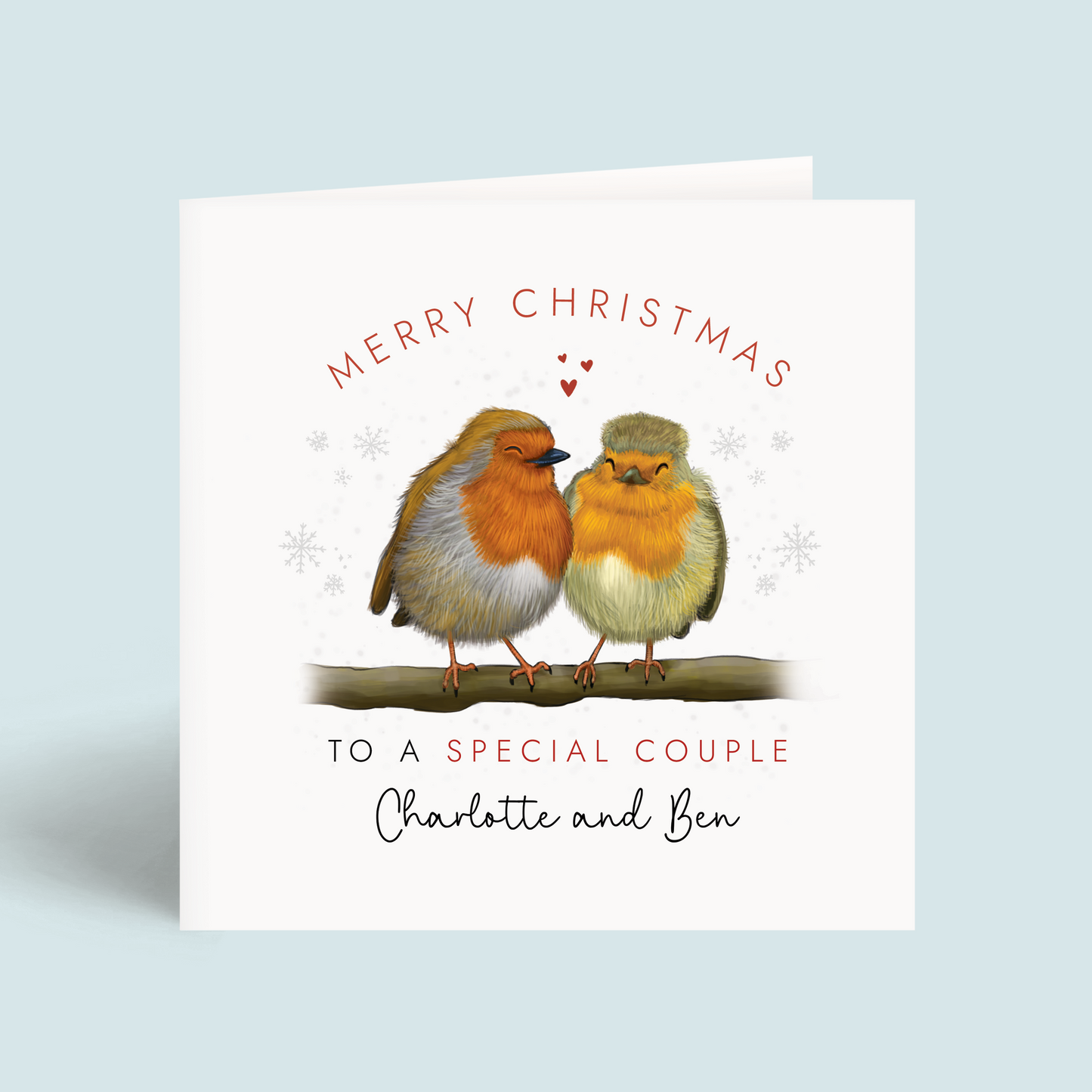 Personalised Robins Christmas Card for Couple