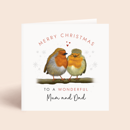 Robins Christmas Card for Mum and Dad