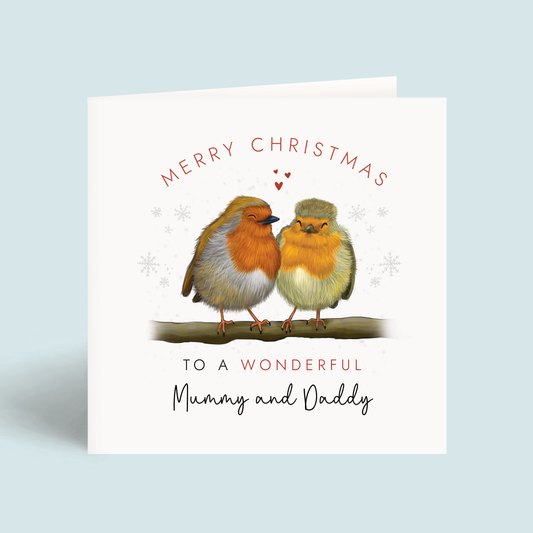 Robins Christmas Card for Mummy and Daddy