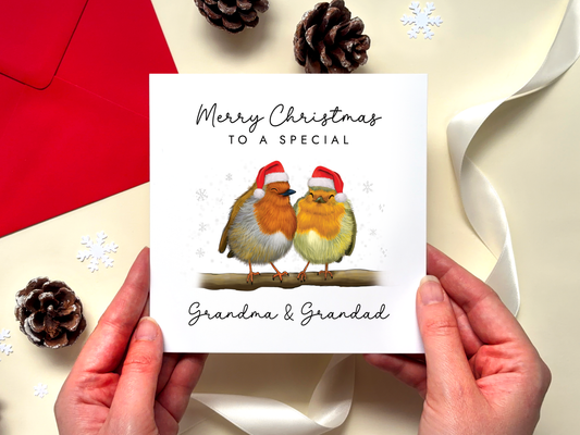 Robins Christmas Card for Grandparents