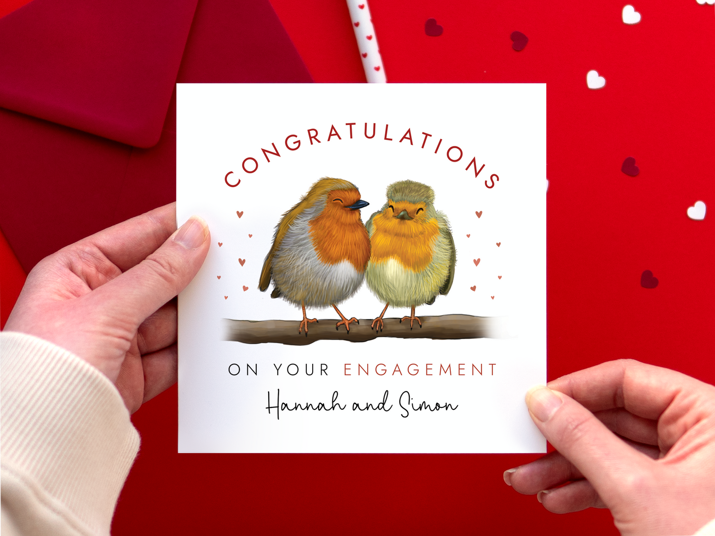 Personalised Robins Engagement Card, Congratulations on your Engagement Card