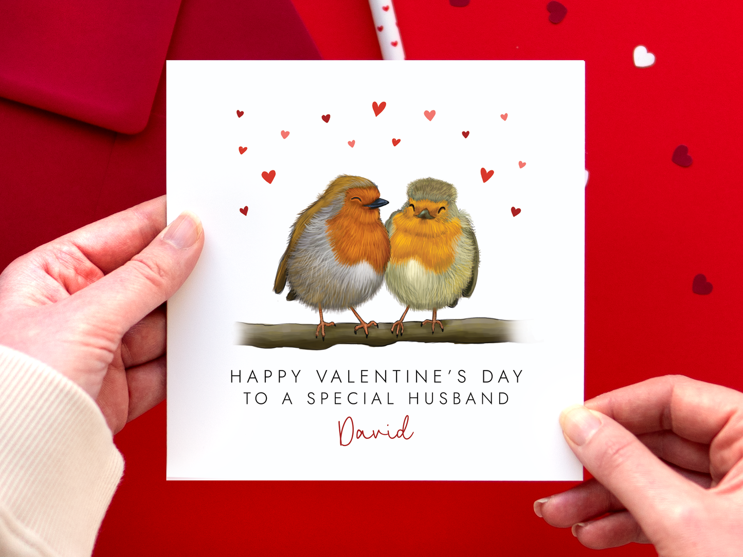 Personalised Robins Valentine's Day Card