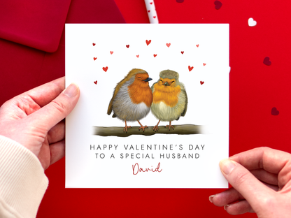 Personalised Robins Valentine's Day Card
