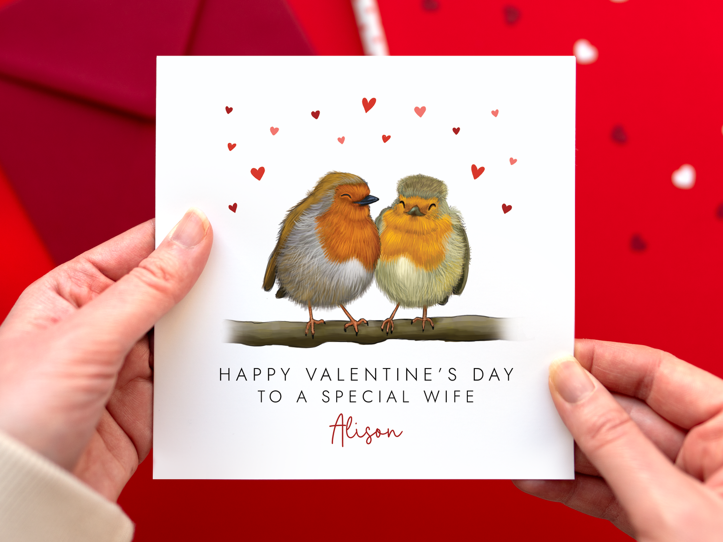 Personalised Robins Valentine's Day Card