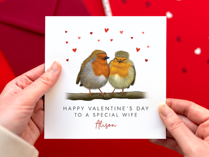 Personalised Robins Valentine's Day Card