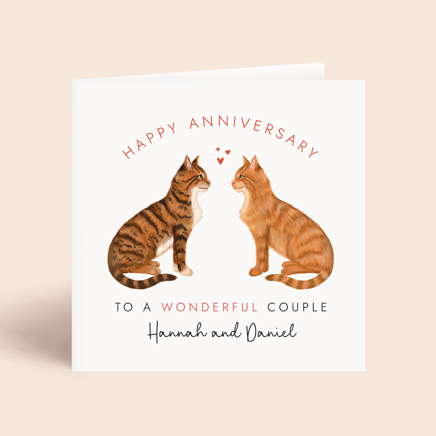 Personalised Cats Anniversary Card for Couple