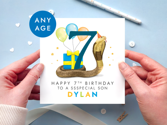 Personalised Snake Birthday Card