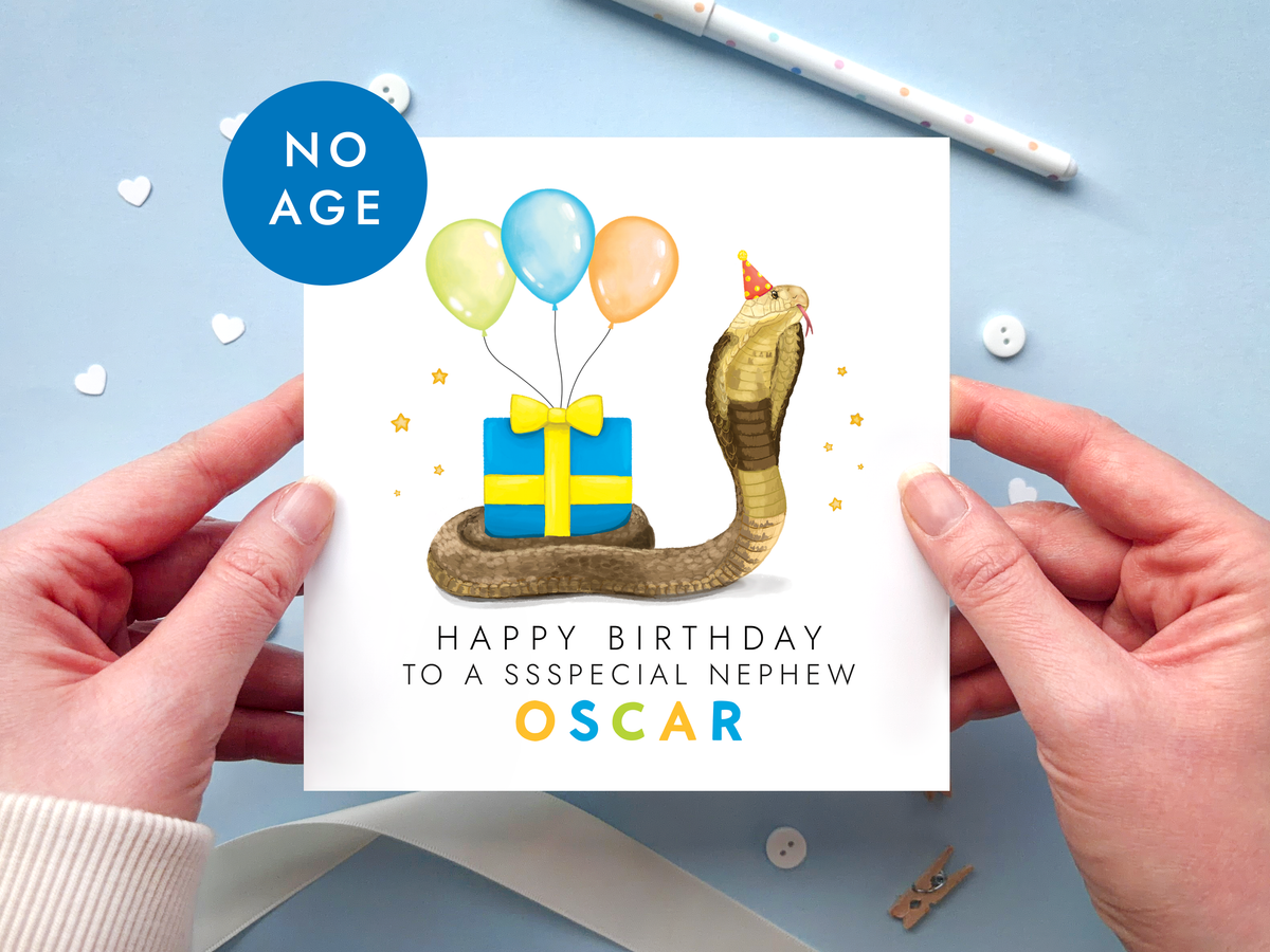 Personalised Snake Birthday Card