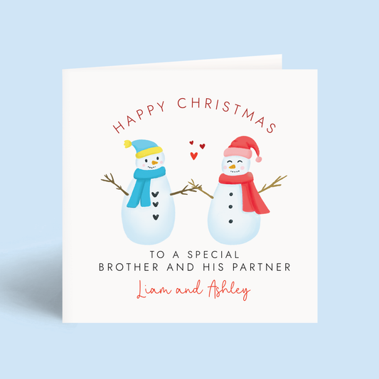Personalised Christmas Card for Brother and Partner