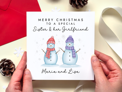 Personalised Christmas Card for Sister and Partner