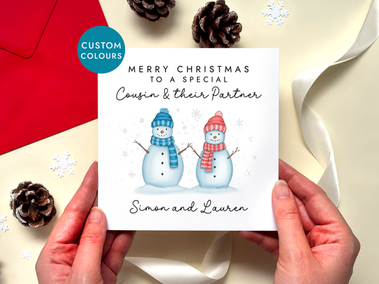 Personalised Christmas Card for Cousin and Partner