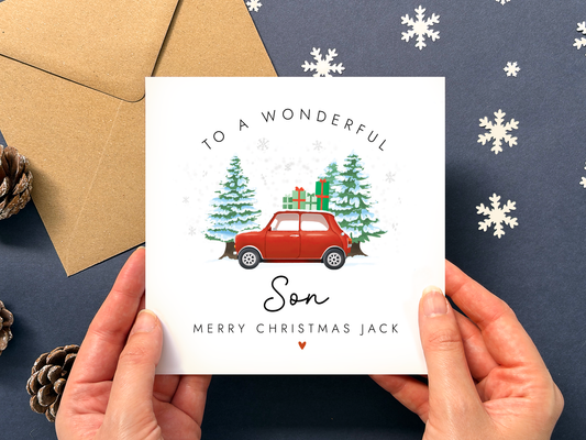 Personalised Classic Car Christmas Card for Son