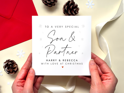 Personalised Christmas Card for Son and Partner