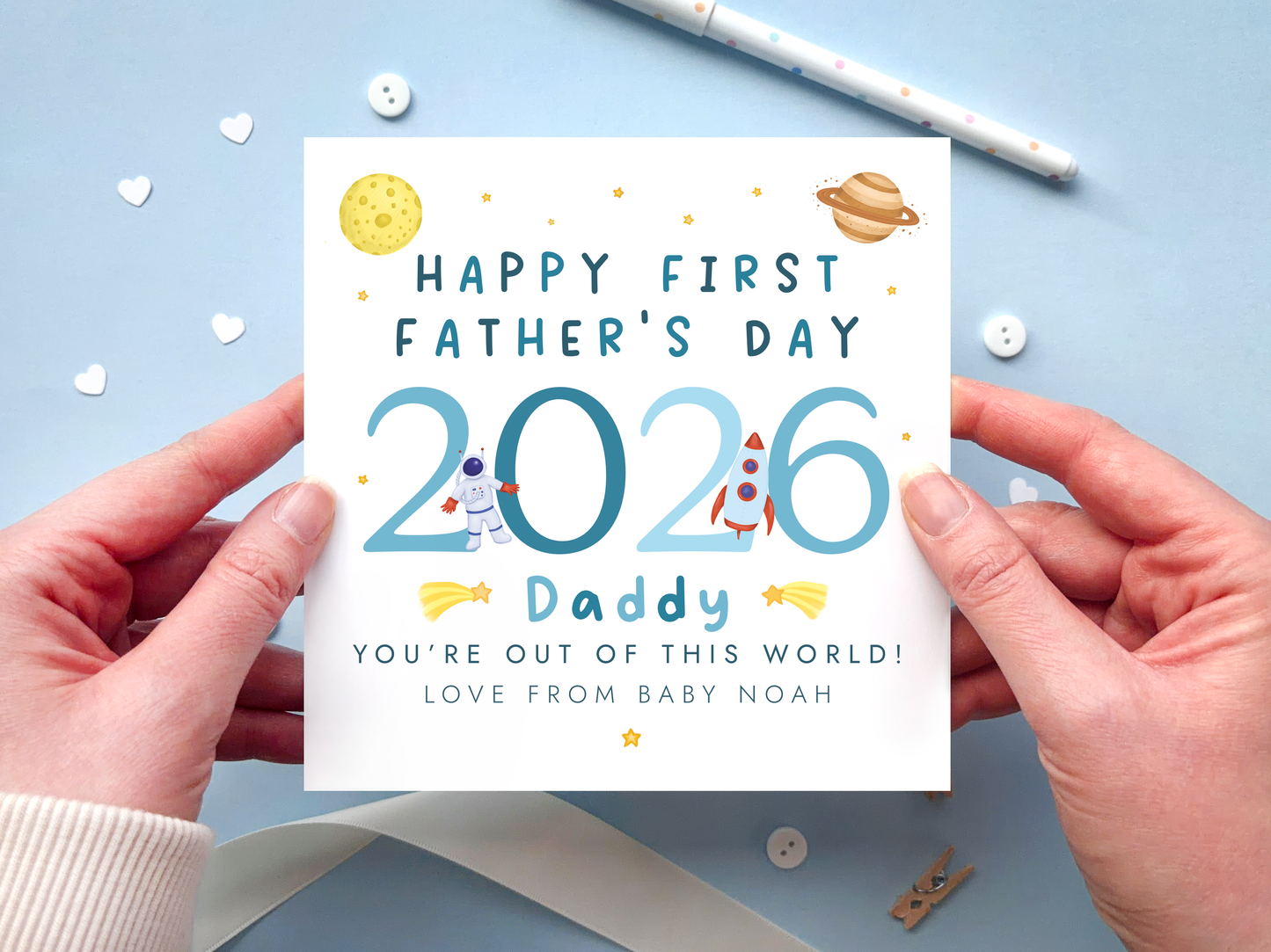 Personalised Space First Father's Day Card for Daddy