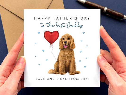 Personalised Spaniel Father's Day Card for Dog Dad