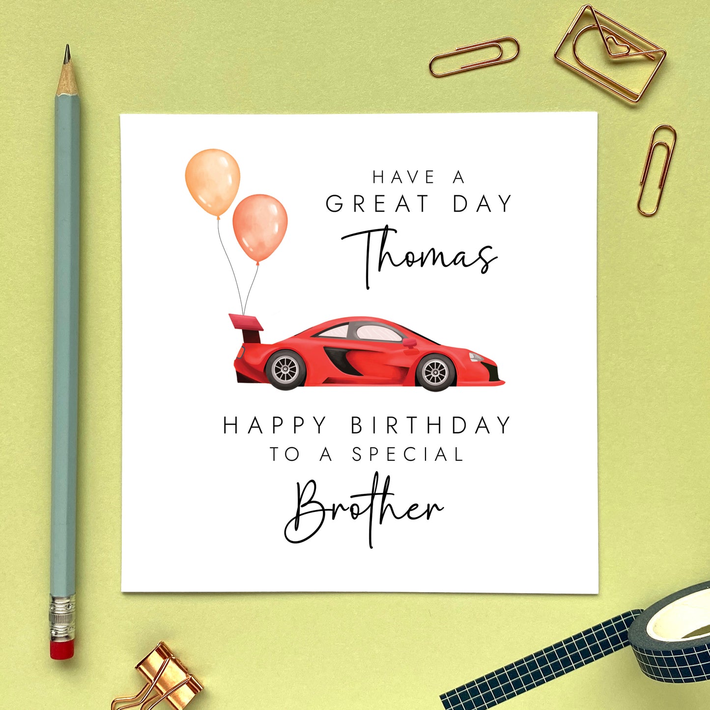 Sports Car Any Age Birthday Card