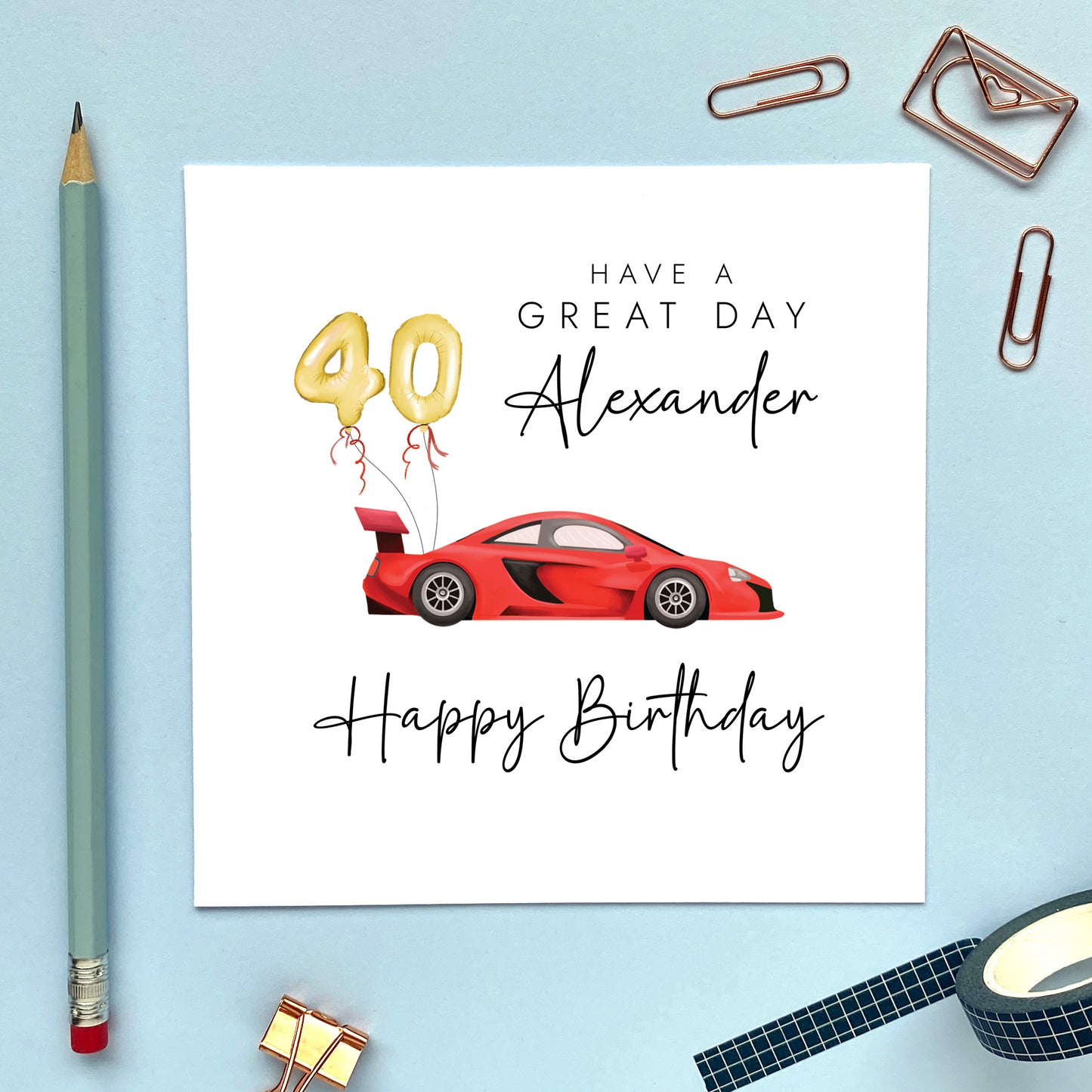 Sports Car Any Age Birthday Card