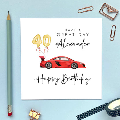 Sports Car Any Age Birthday Card