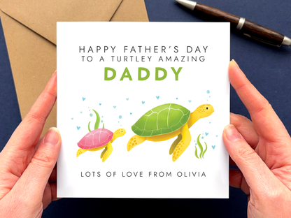 Personalised Turtles Father's Day Card for Daddy