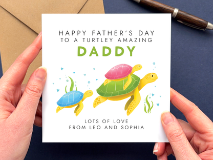 Personalised Turtles Father's Day Card for Daddy