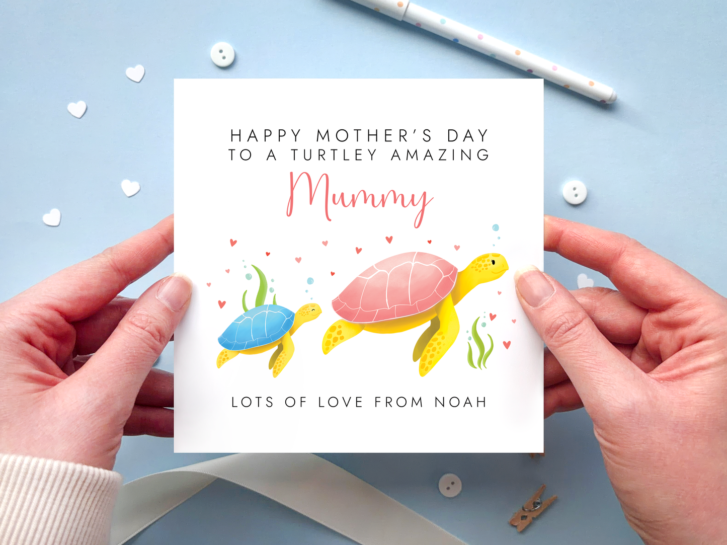 Personalised Turtles Mothers Day Card for Mummy