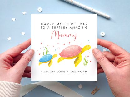 Personalised Turtles Mothers Day Card for Mummy