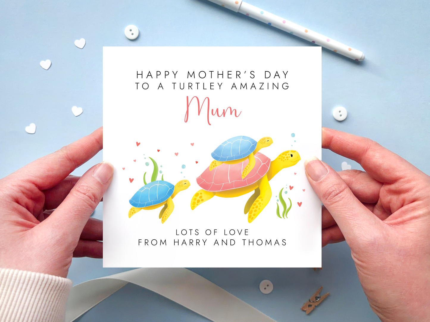 Personalised Turtles Mothers Day Card for Mummy