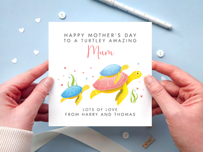 Personalised Turtles Mothers Day Card for Mummy