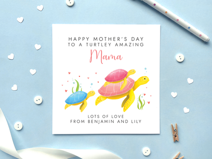 Personalised Turtles Mothers Day Card for Mummy