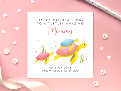 Personalised Turtles Mothers Day Card for Mummy