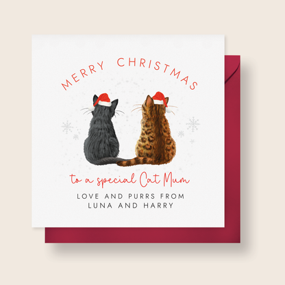 Personalised From The Cats Christmas Card for Cat Mum