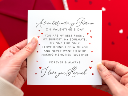 Personalised Love Letter Valentine's Day Card