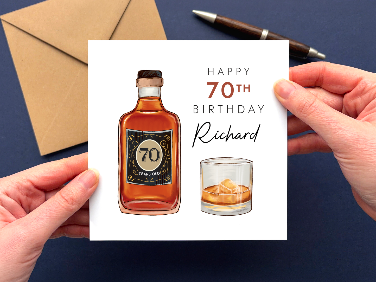 Personalised Whisky 70th Birthday Card for Him