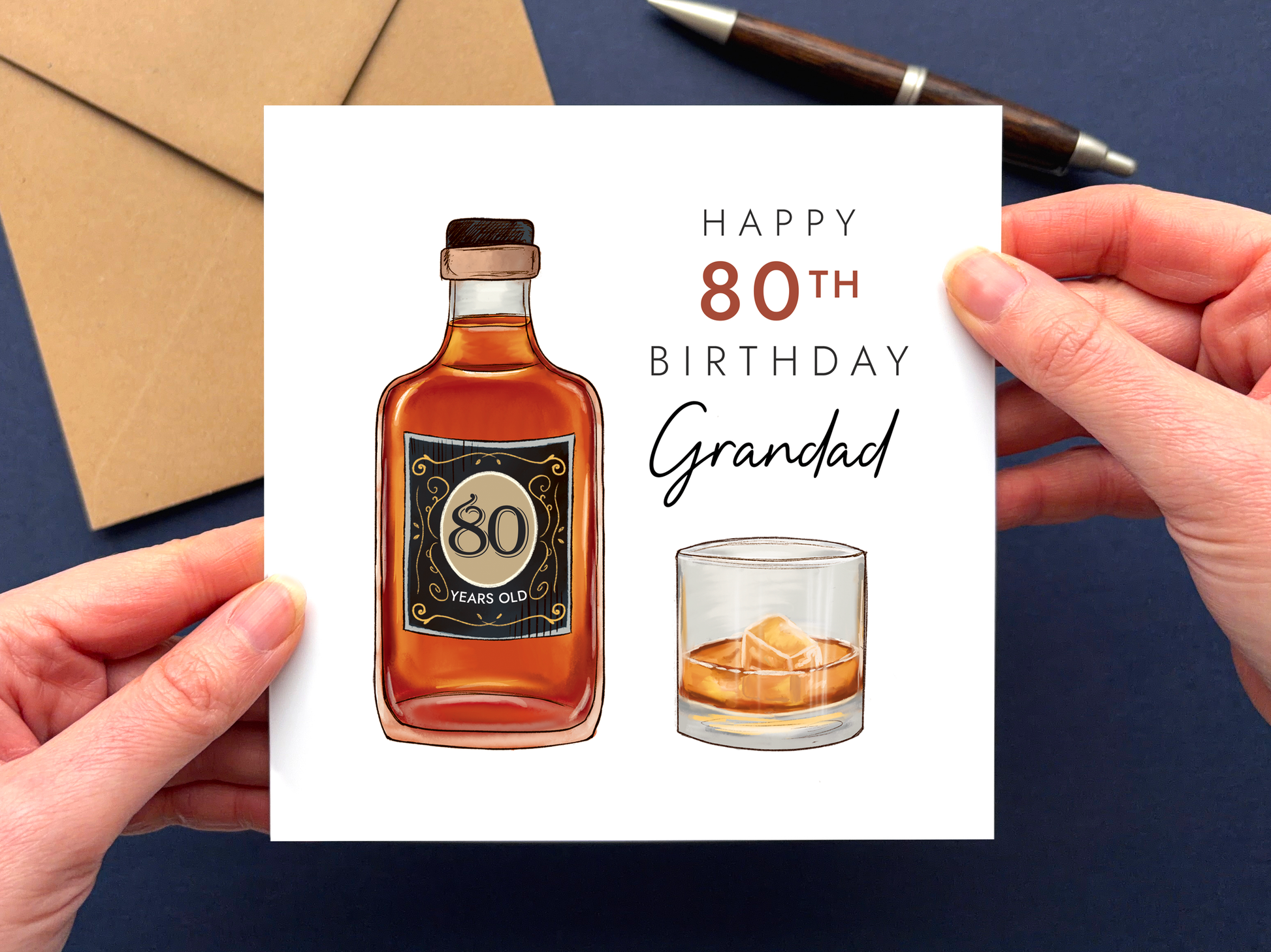Personalised Whisky 80th Birthday Card for Grandad