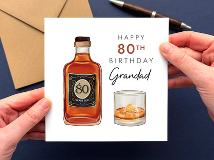 Personalised Whisky 80th Birthday Card for Grandad