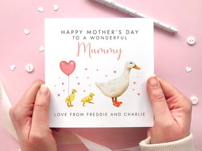 Personalised Duck Mothers Day Card for Mummy