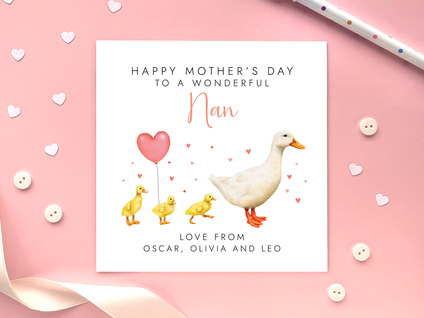 Personalised Duck Mother's Day Card for Nanny