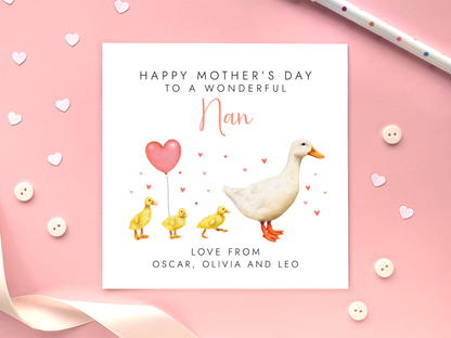 Personalised Duck Mother's Day Card for Nanny