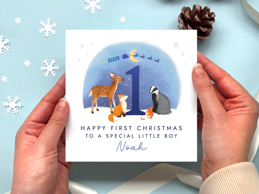 Personalised 1st Christmas Card for Baby Boy