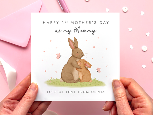 Personalised Bunny 1st Mother's Day Card for Mummy