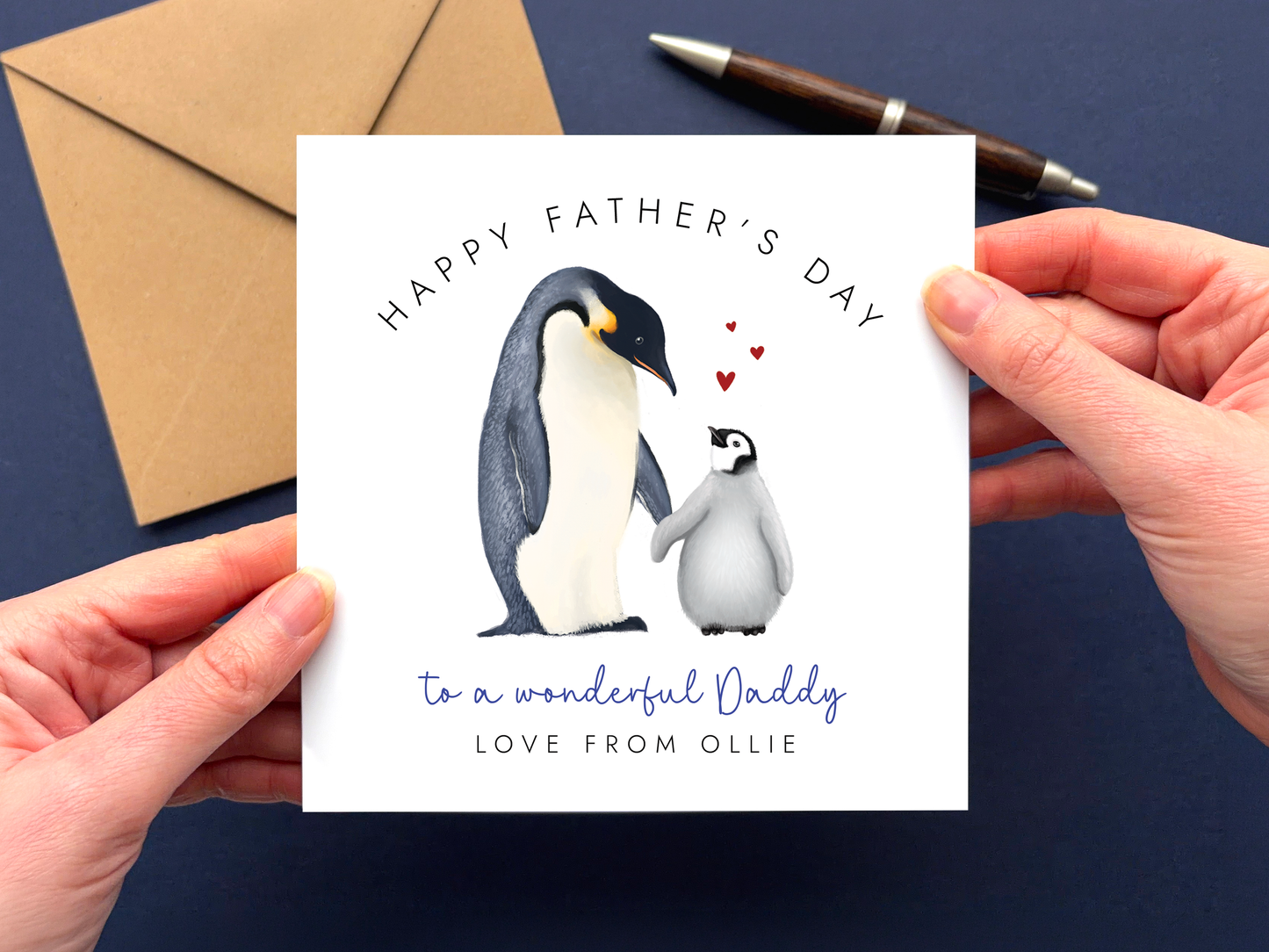 Personalised Penguins Father's Day Card for Daddy
