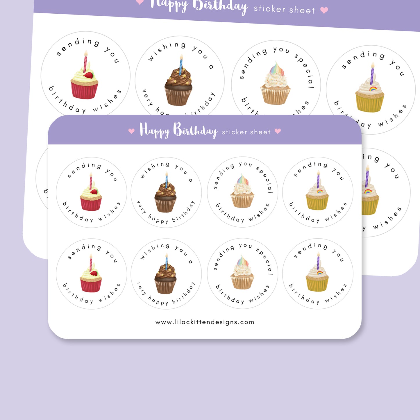 Birthday Cupcakes Envelope Stickers
