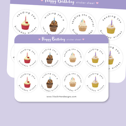Birthday Cupcakes Envelope Stickers