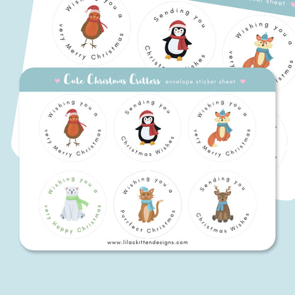 Christmas Envelope Seal Stickers - Cute Animals
