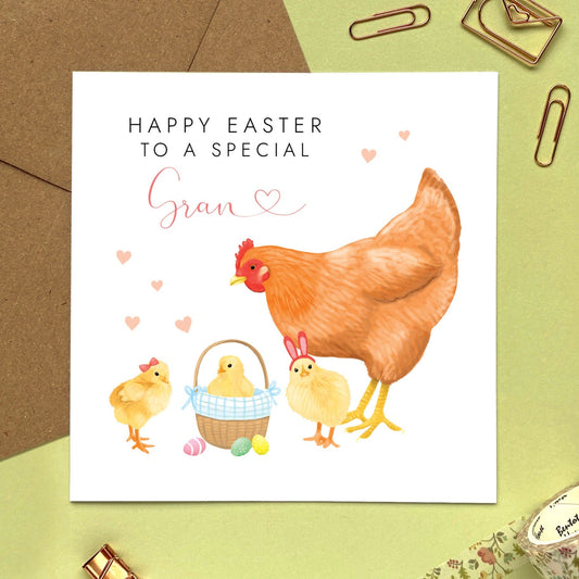 personalised chicken easter card for mum - chicks, mother hen, cute - easter card for special mum - mom, mama, mam, mummy, mommy - grandma, granny, gran, nana, nan, nanny, nanna, nan, grandmother