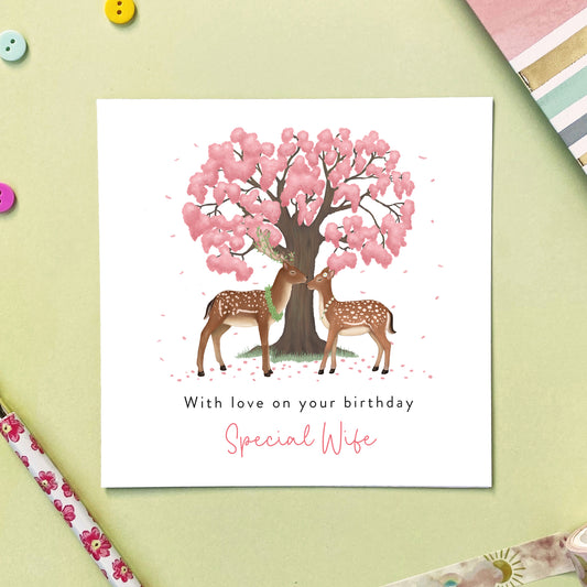personalised deer birthday card for partner husband wife special