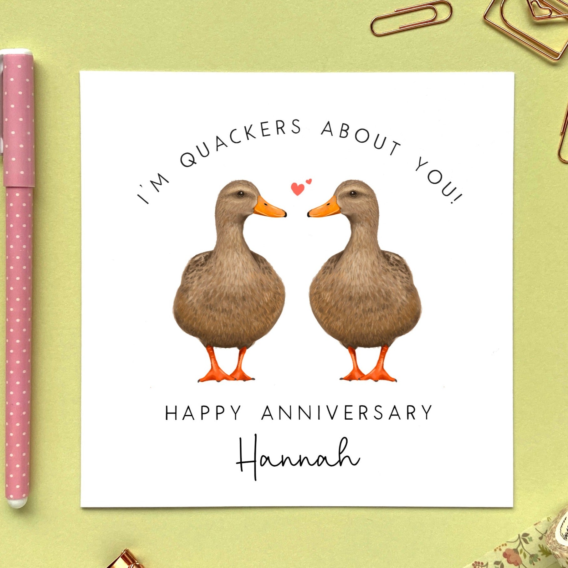 personalised duck anniversary card for her - same sex anniversary card - for wife, partner, fiancee, girlfriend - two female ducks - both women - lgbt, gay anniversary card - funny, cute, special, unique, lesbian anniversary card